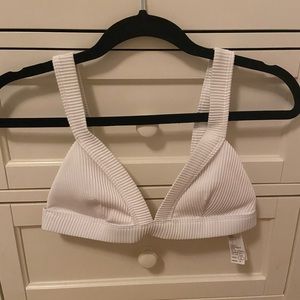 hollister white ribbed triangle bikini top